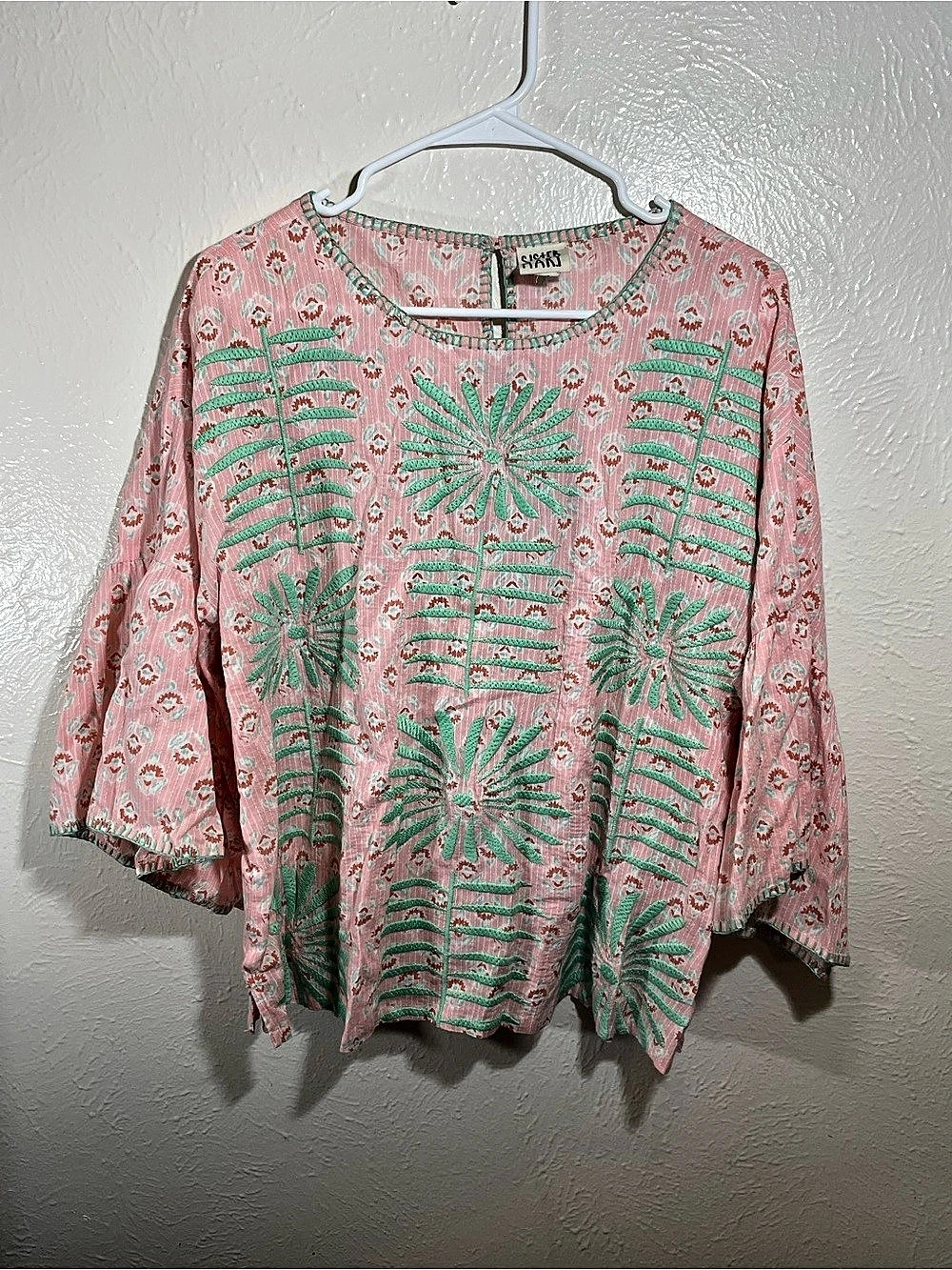 Sister Mary Floral Blouse in Pink & Green Size M/L